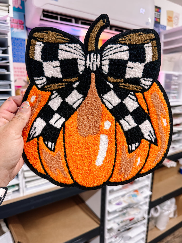 Checkered Pumpkin Chenille Patch (Adult Size)