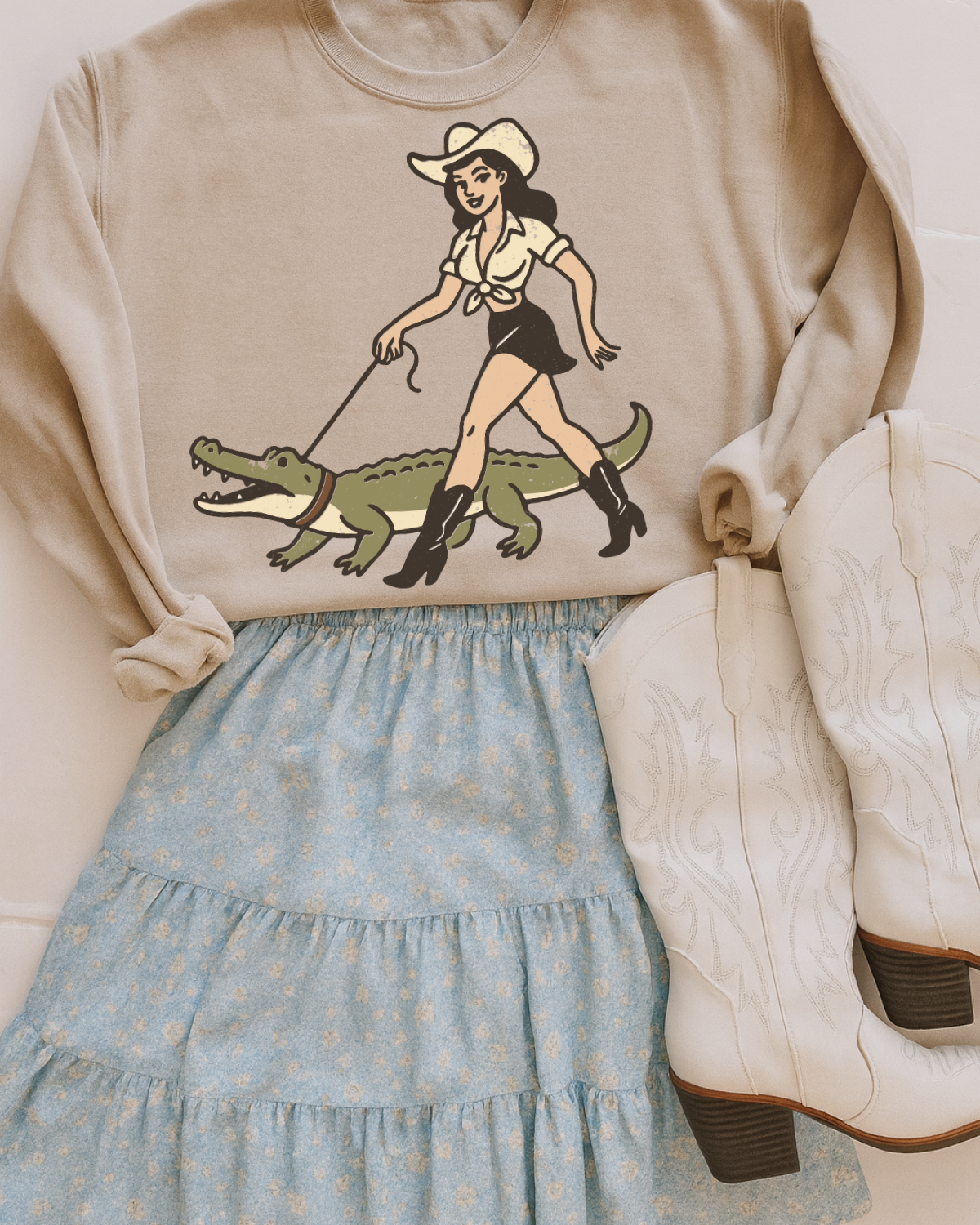 Cowgirl And Crocodile DTF Transfer