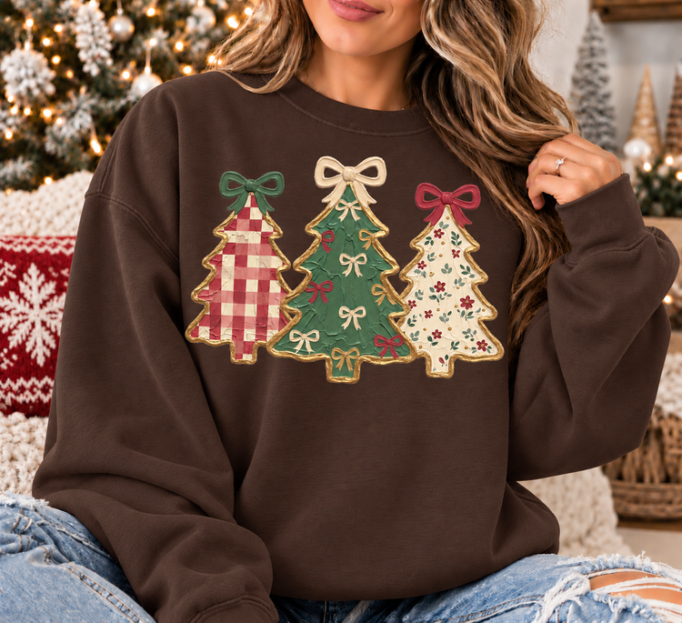 Faux Painted Christmas Trees DTF Transfer