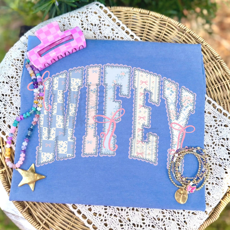 Wifey Blue Floral DTF Transfer