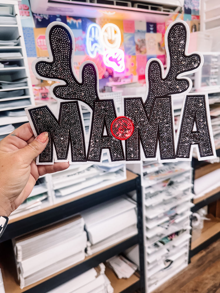 Mama Reindeer Christmas Sequin Patch (Adult Size)