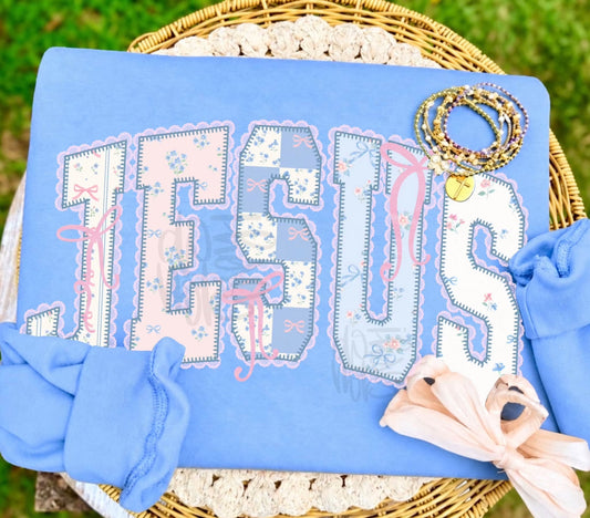 Jesus Blue Floral Faith DTF Transfer