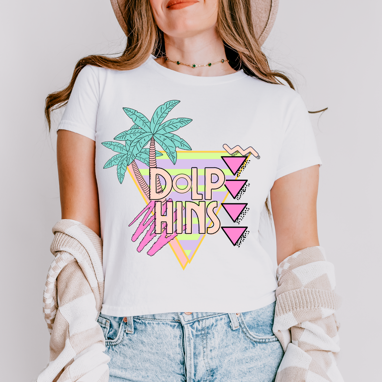 Dolphins Palm Tree Mascot DTF Transfer