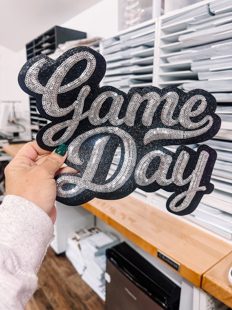 Game Day Black and Silver Sequin Patch (Adult Size)