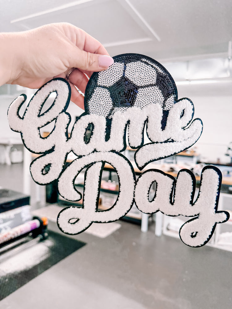 Soccer Game Day Sequin Chenille Patch