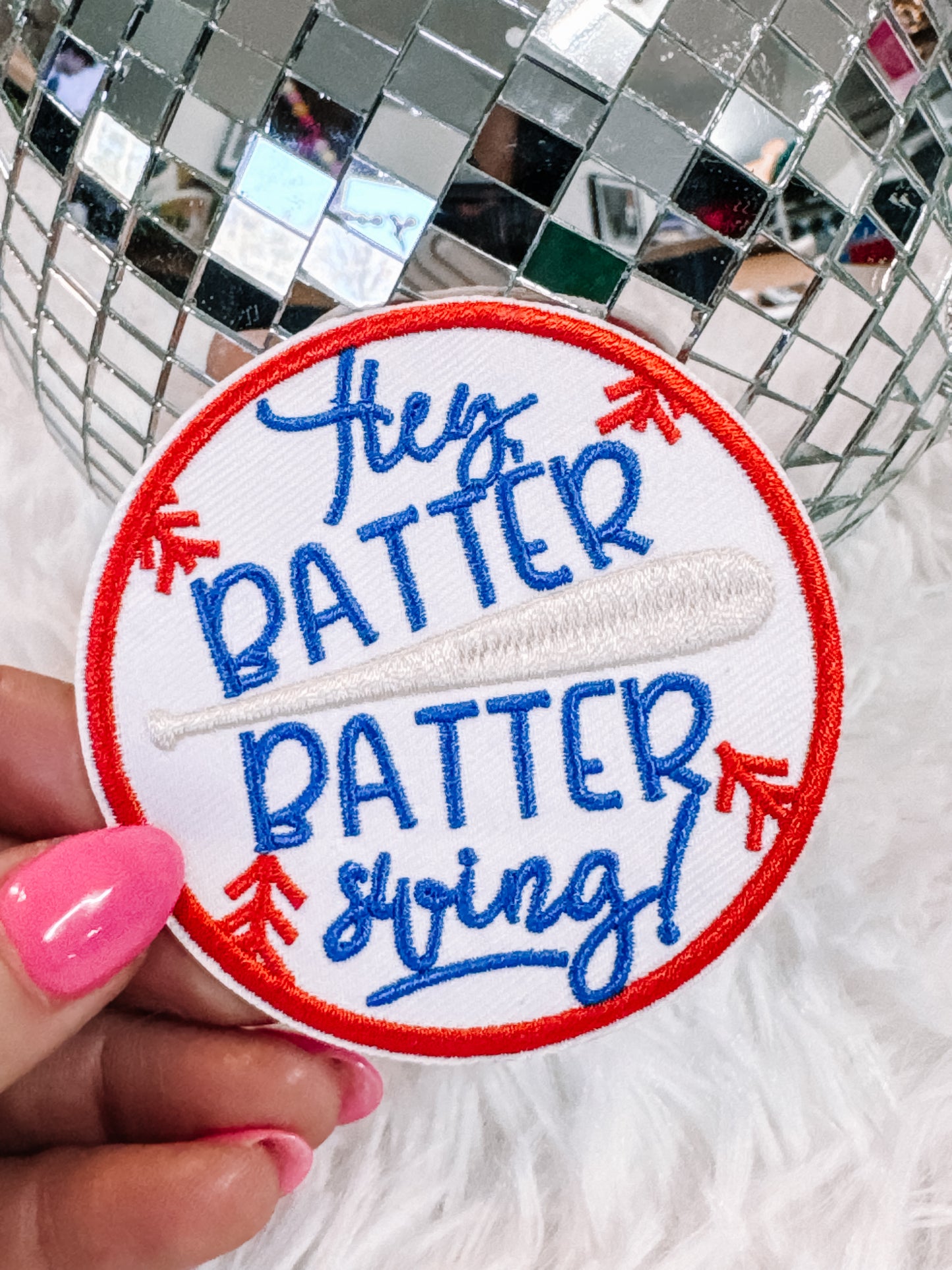 Hey Batter Batter Swing Baseball Hat/Pocket Patch