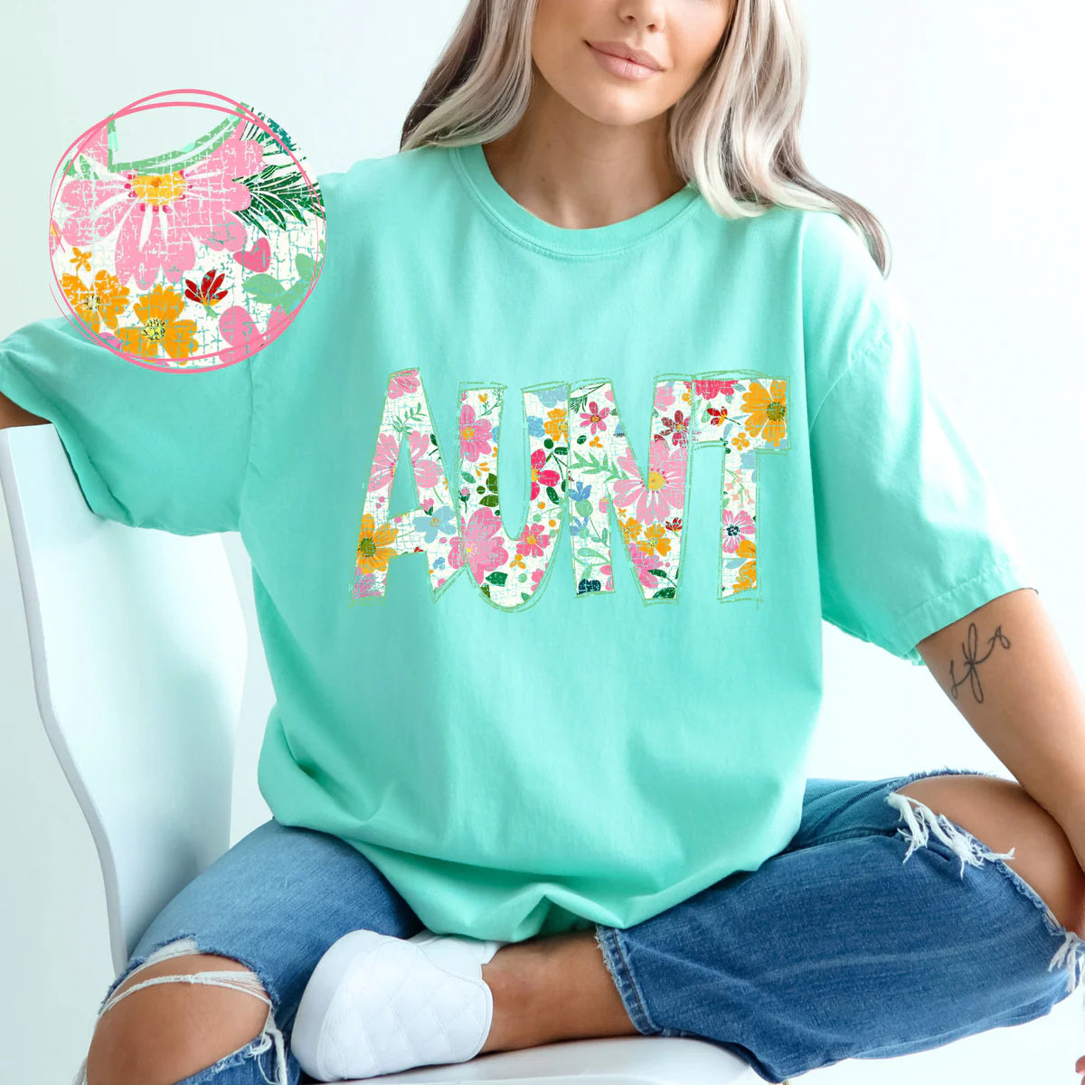 Floral Aunt Family Member DTF Transfer