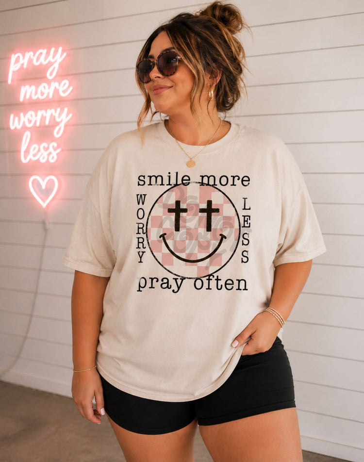 Smile More, Worry Less, Pray Often Faith DTF Transfer