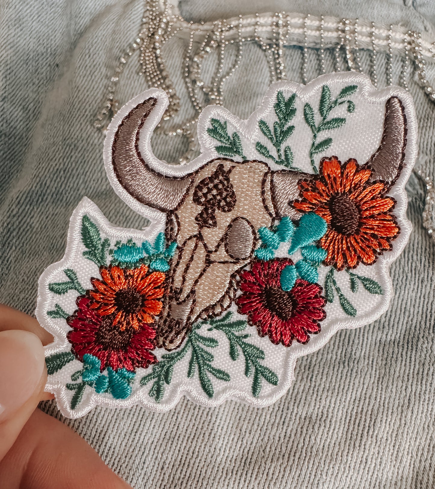 Western Floral Cowskull Hat/Pocket Patch