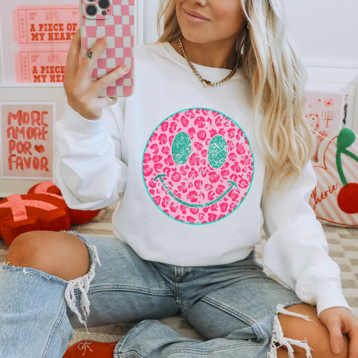 Valentine Leopard Print Smile DTF Transfer