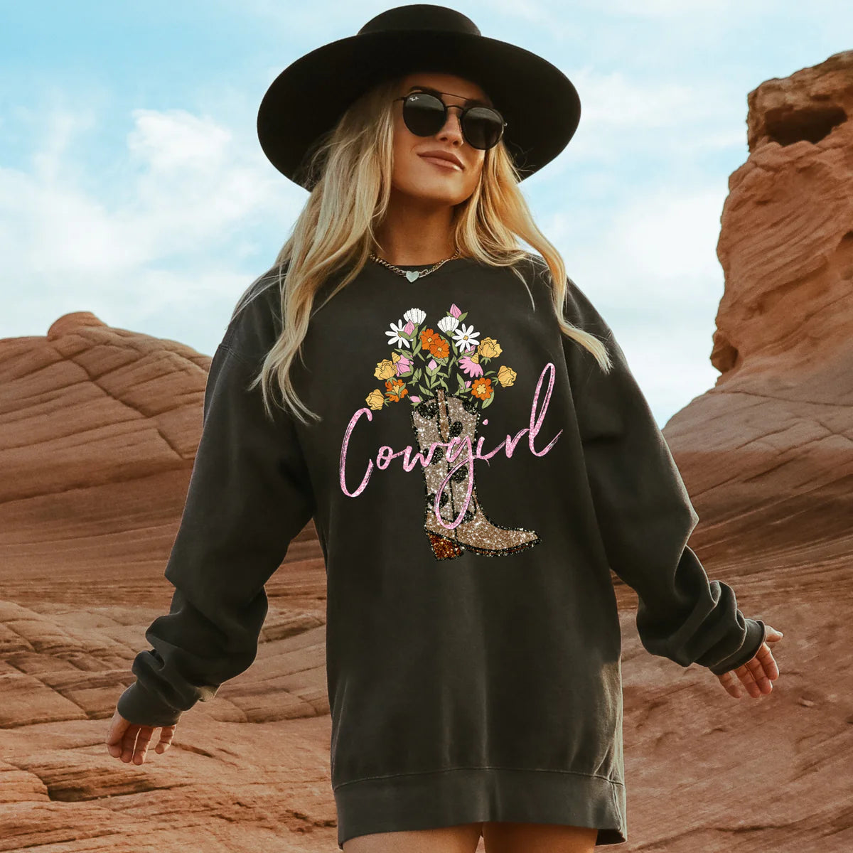 Cowgirl Faux Sequin Western DTF Transfer