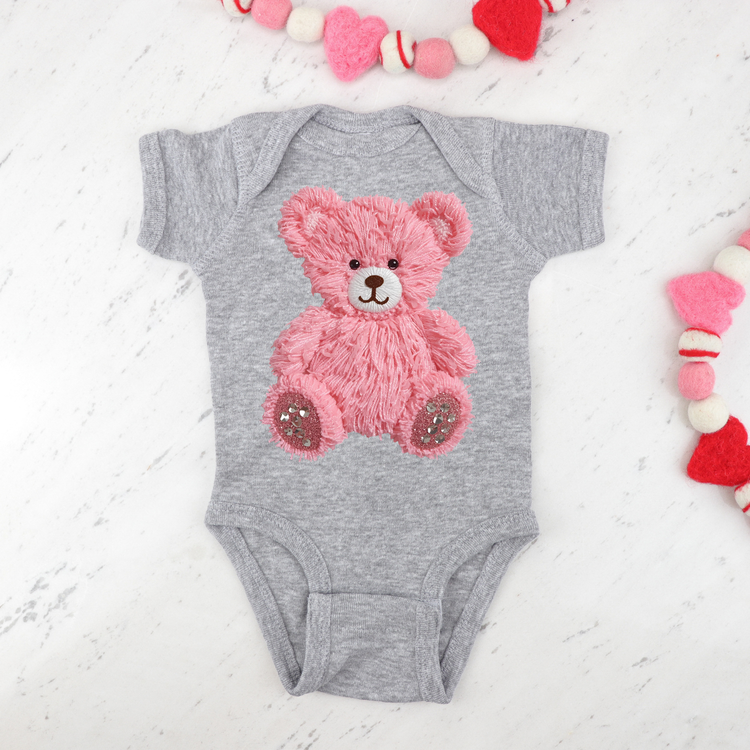 Faux Yarn Pink Bear DTF Transfer