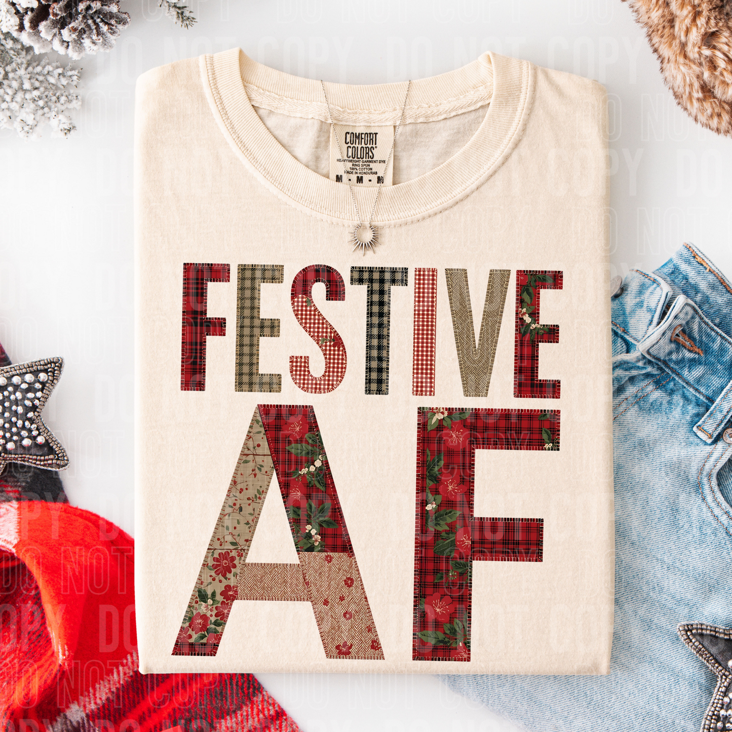 Festive AF Patch Christmas DTF Transfer