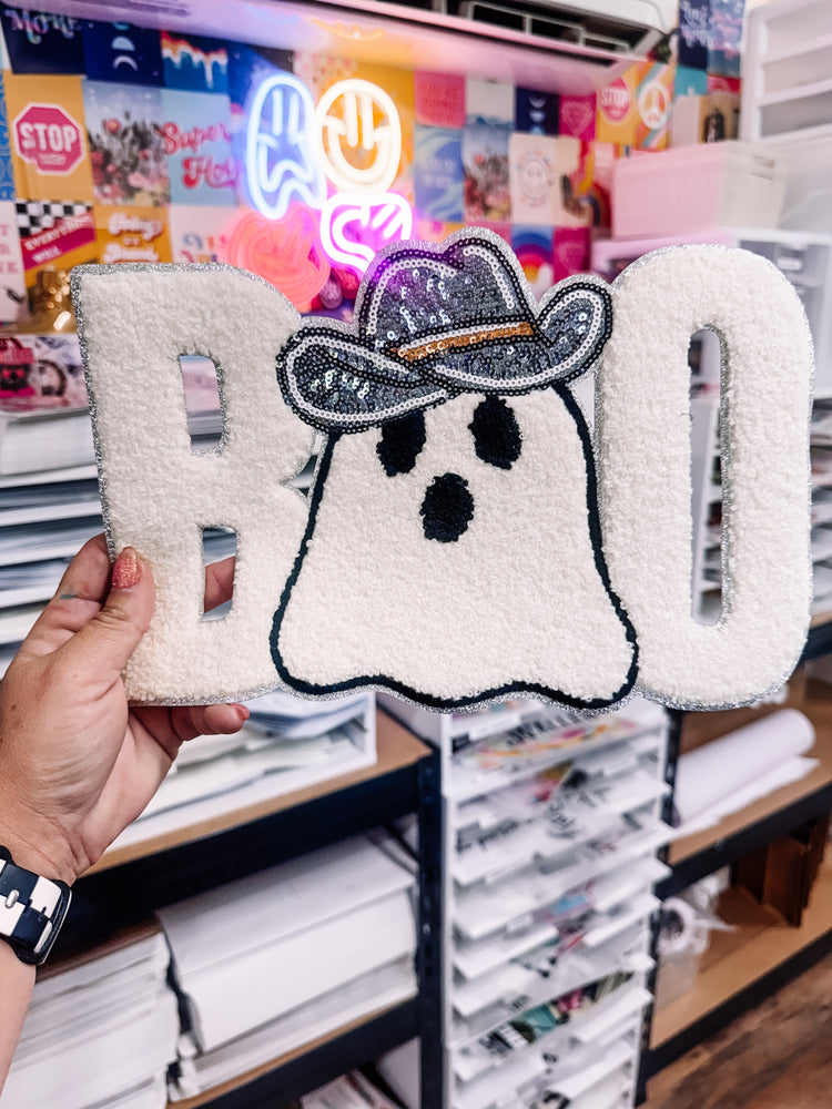 Western Boo Ghost Chenille Patch (Adult Size)