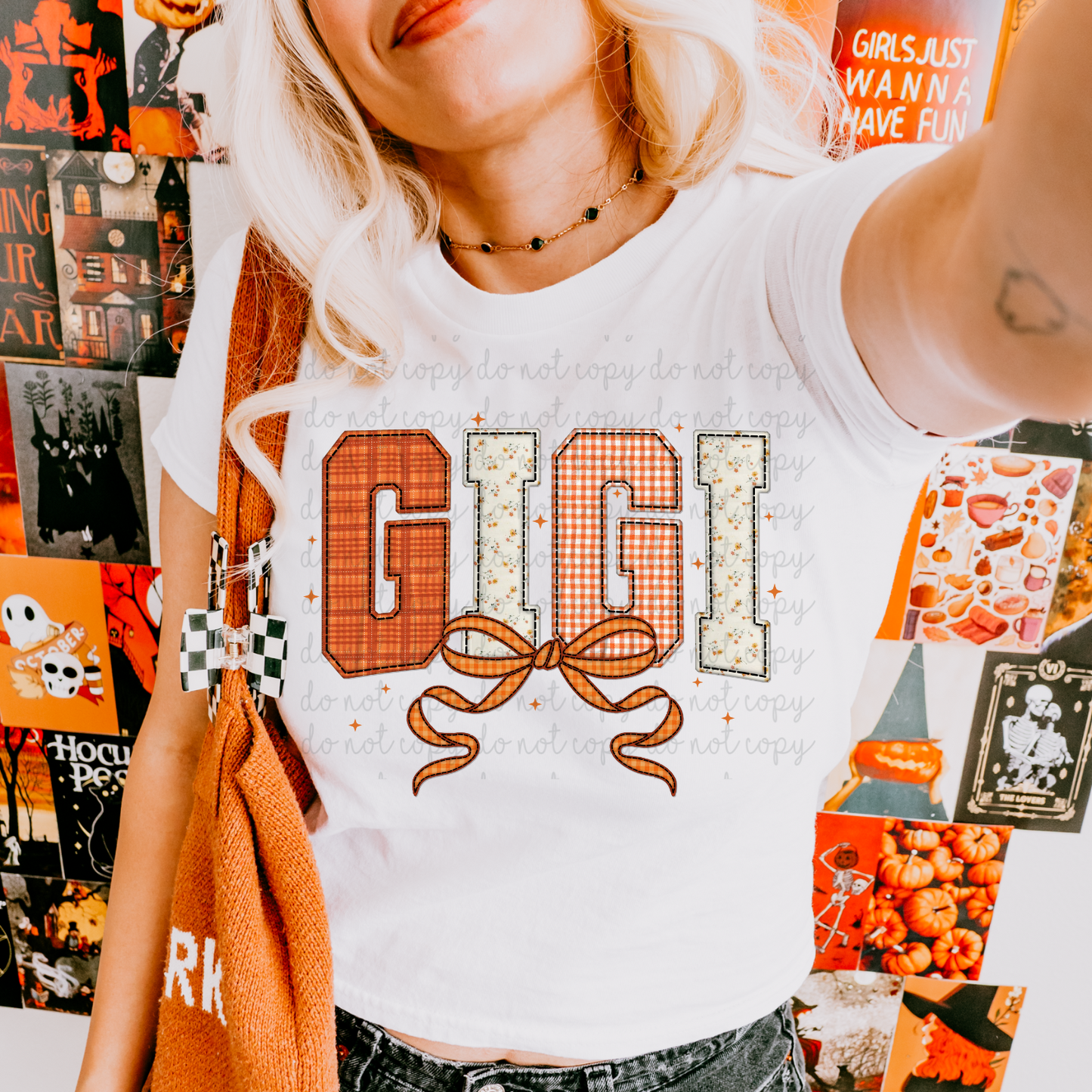 Fall Faux Stitch Gigi DTF Transfer