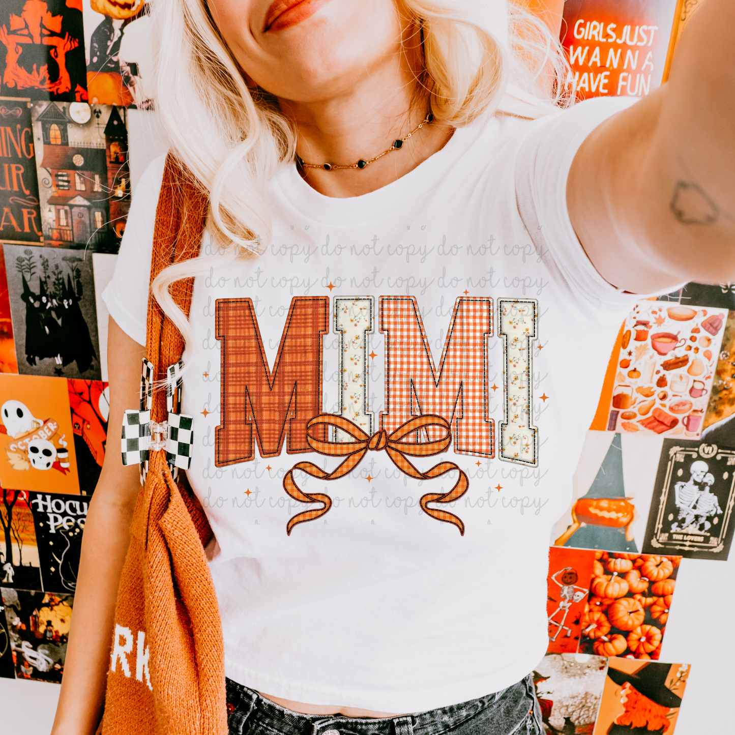 Fall Faux Stitch Mimi DTF Transfer