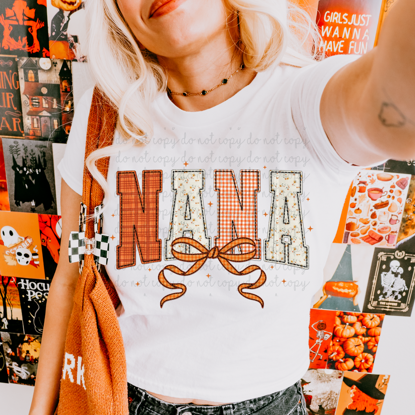 Fall Faux Stitch Nana DTF Transfer