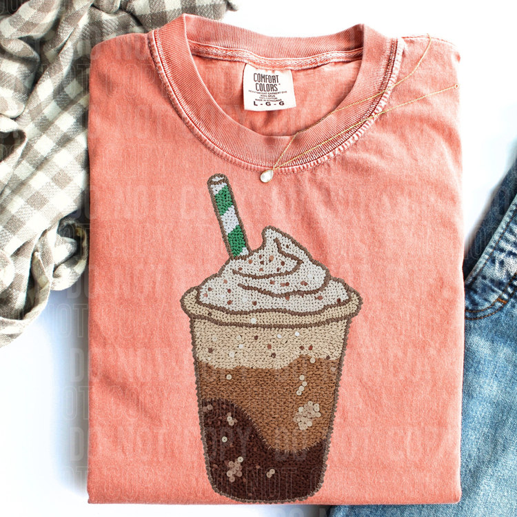 Faux Yarn Iced Coffee DTF Transfer