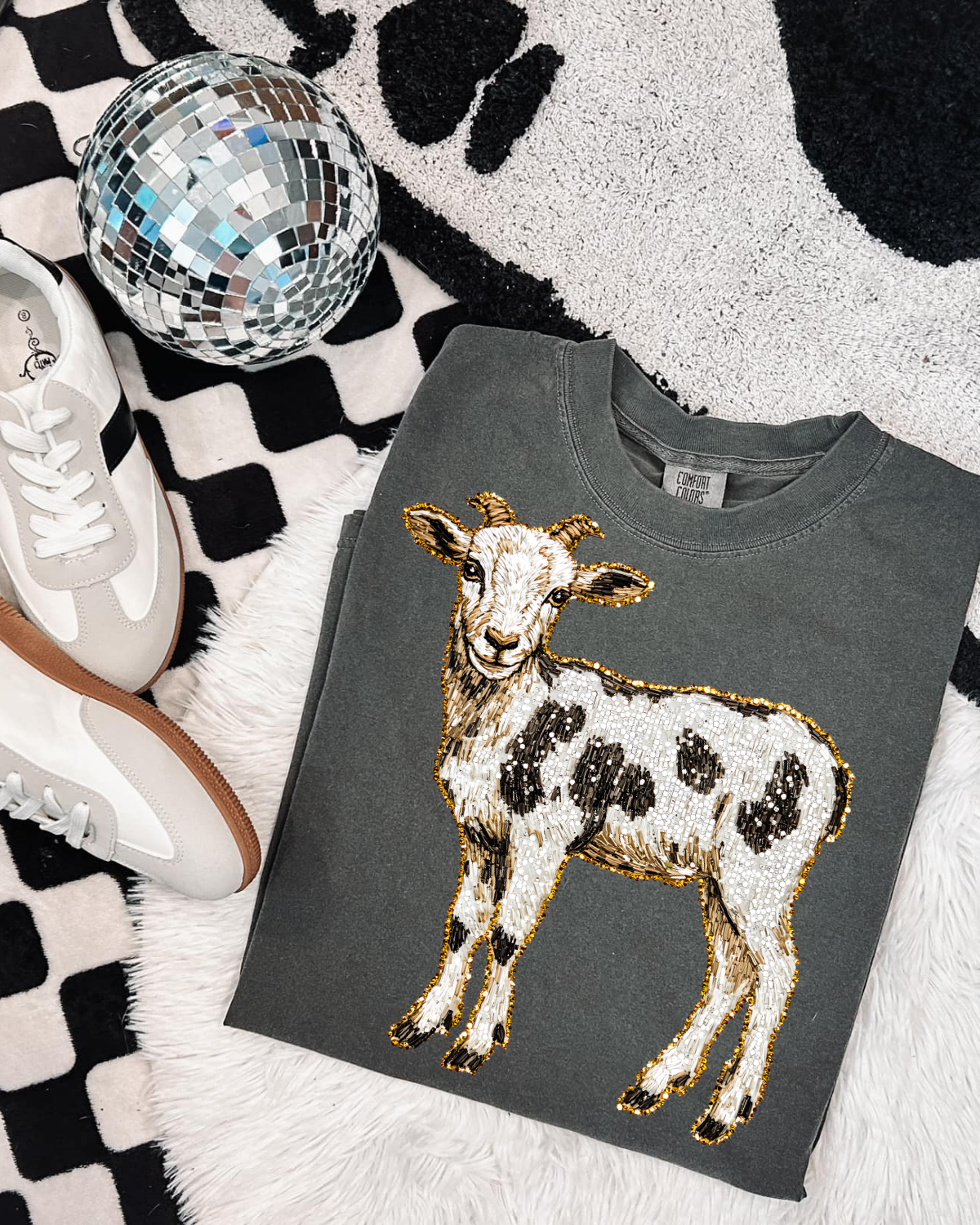 Faux Rhinestone Goat DTF Transfer
