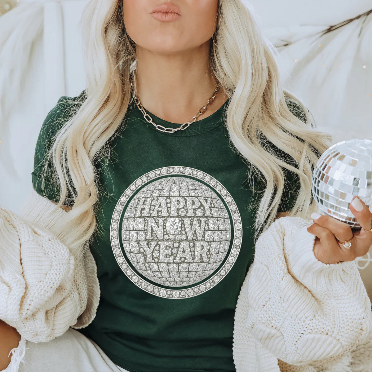 Faux Gem Silver Happy New Year DTF Transfer