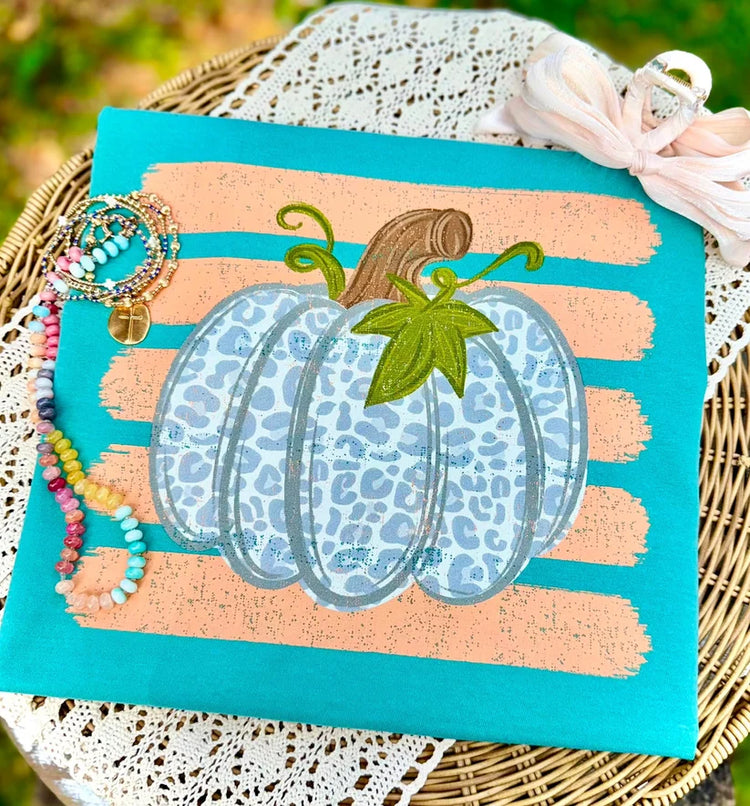 Fall Leopard Striped Pumpkin DTF Transfer