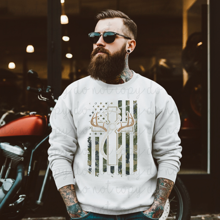 Deer Cross Flag DTF Transfer