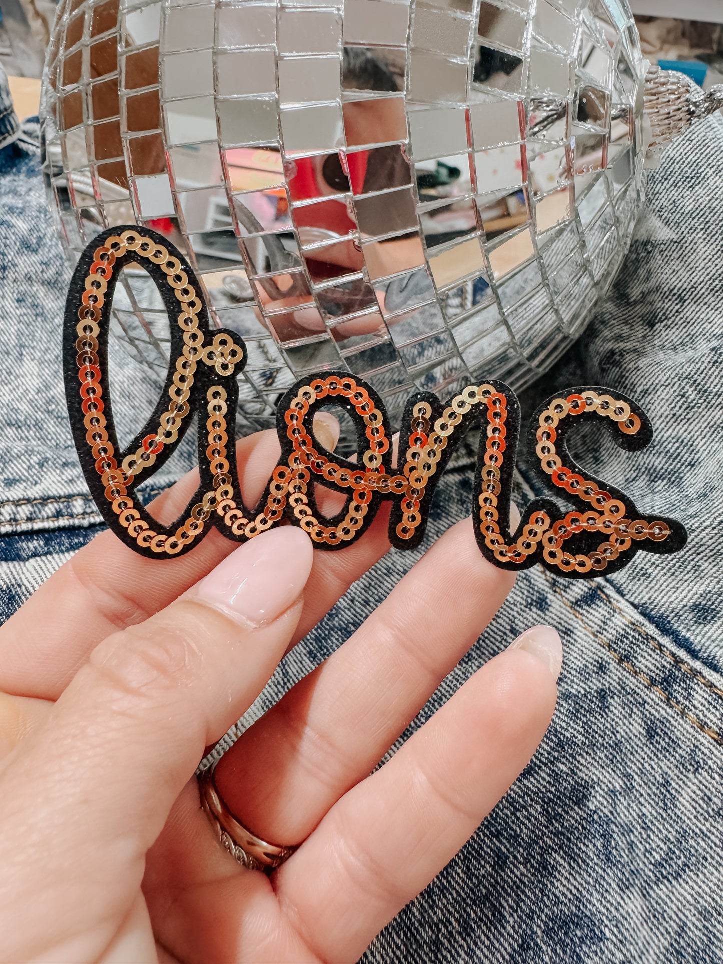 Lions Sequin Gold Hat/Jacket Patch
