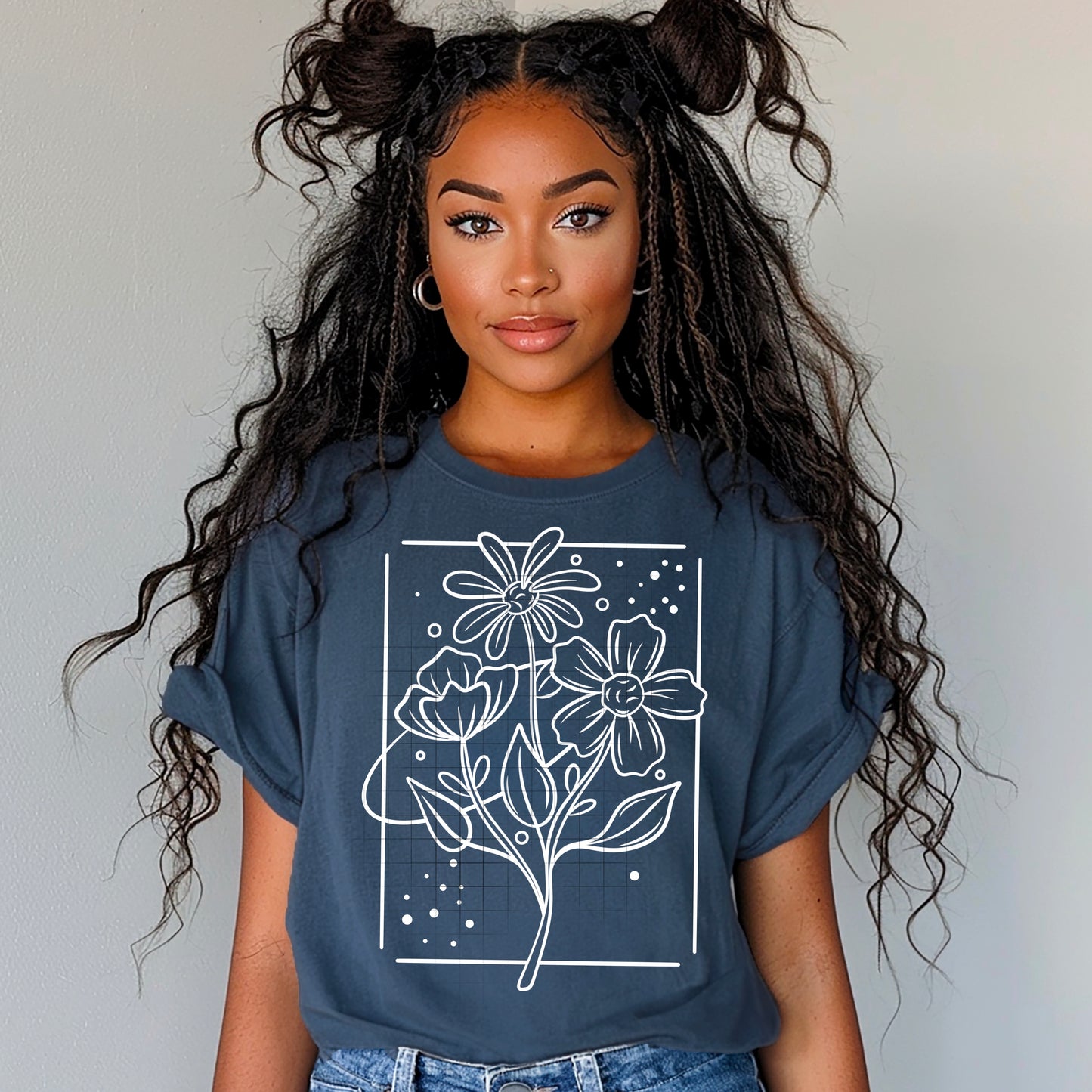 White Florals DTF Transfer