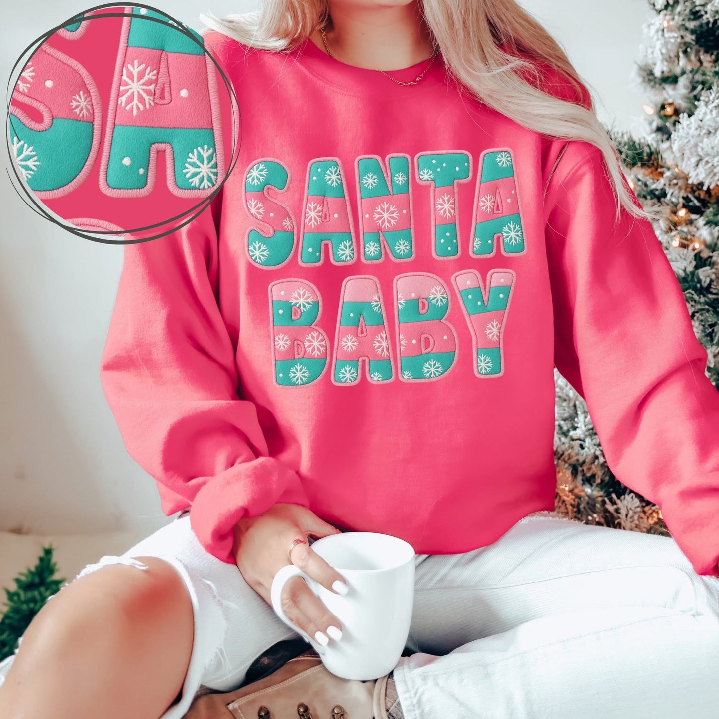 Faux Yarn Santa Baby DTF Transfer