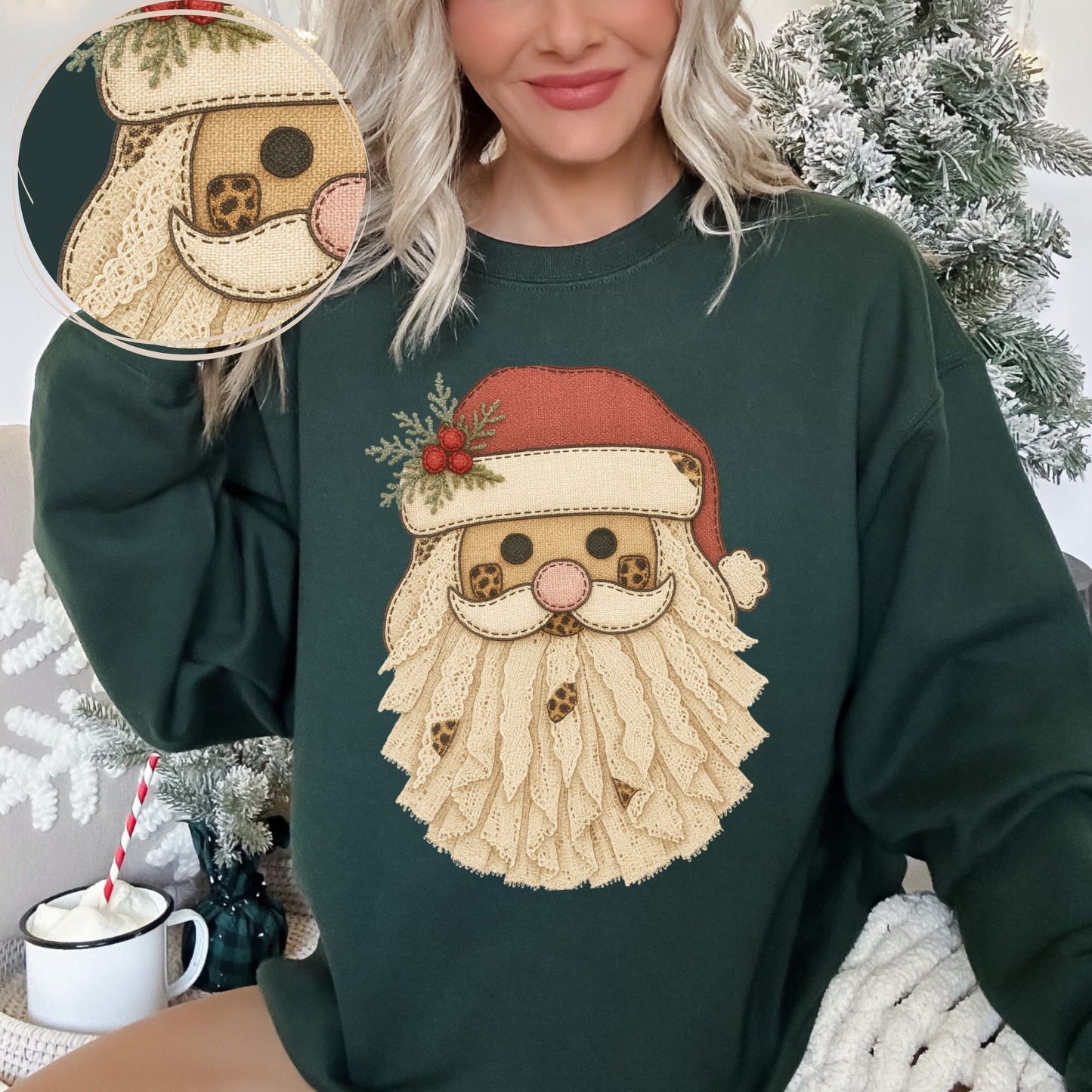 Faux Yarn Santa DTF Transfer