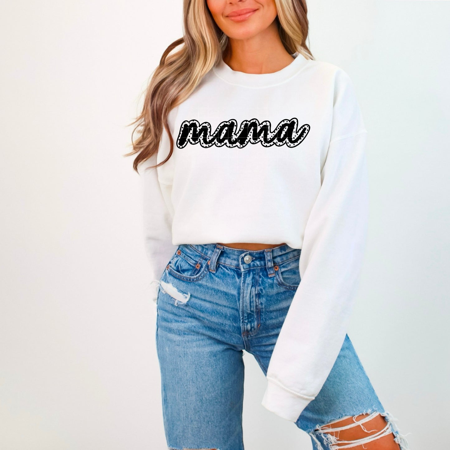 Spotted Cursive Mama Black Font DTF Transfer