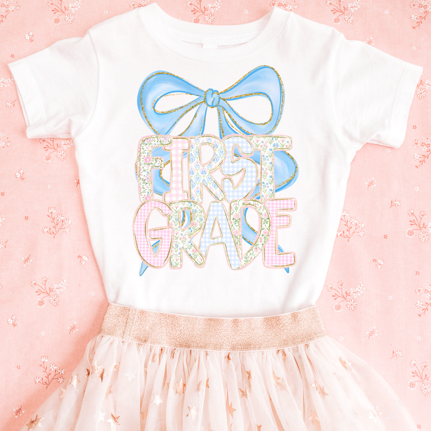 Coquette Doodle Blue First Grade Grade DTF Transfer