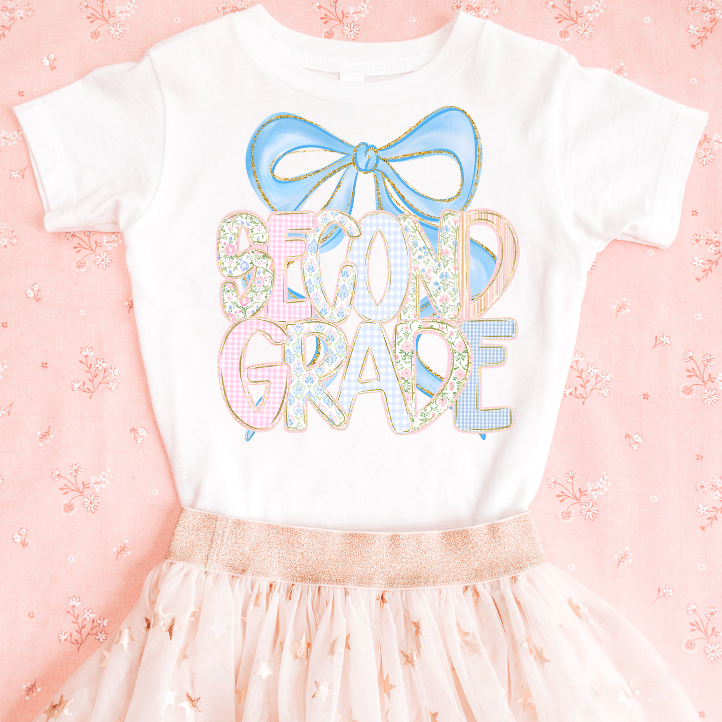 Coquette Doodle Blue Second Grade Grade DTF Transfer