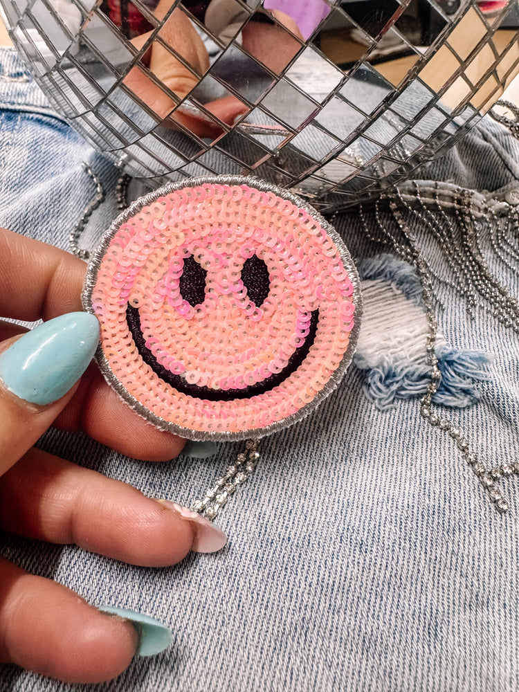 Sequin Light Pink Happiness Hat/Pocket Patch