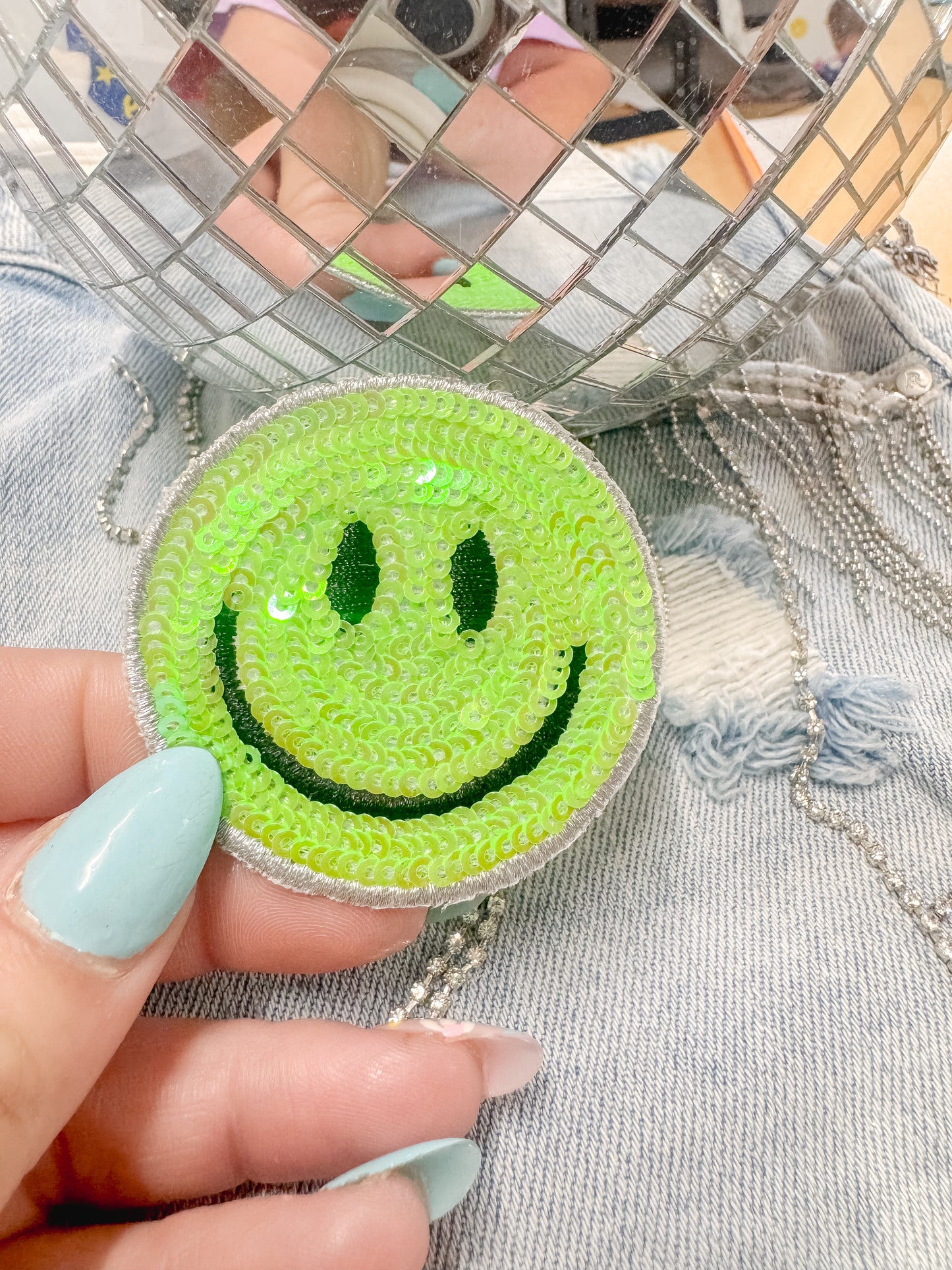 Sequin Green Happiness Hat/Pocket Patch