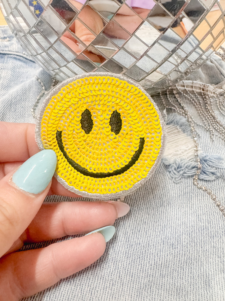 Sequin Yellow Happiness Hat/Pocket Patch
