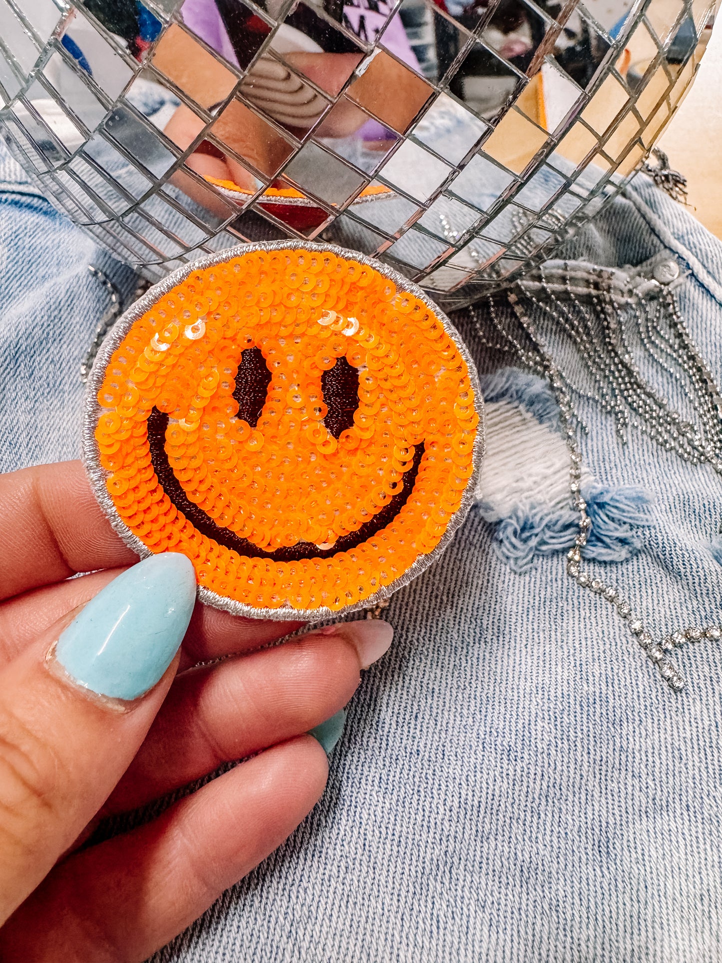 Sequin Orange Happiness Hat/Pocket Patch