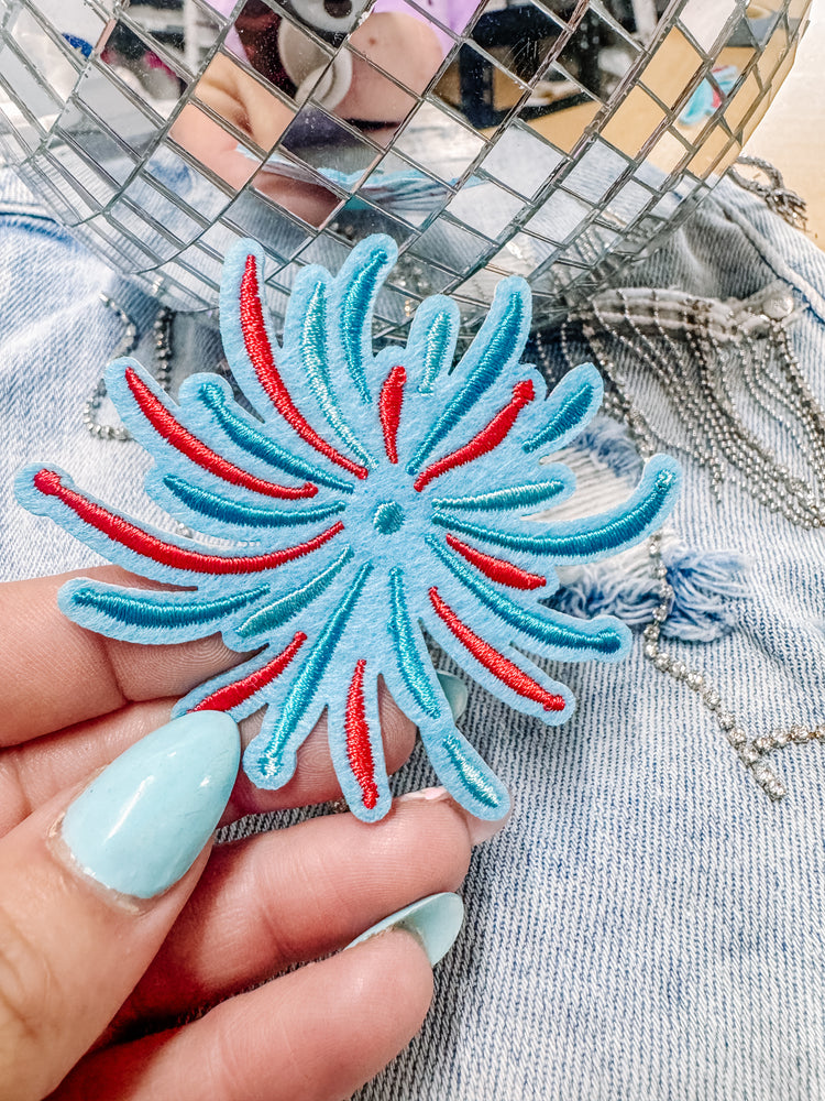 Western Patriotic Fireworks Filler Size Summer Hat/Pocket Patch