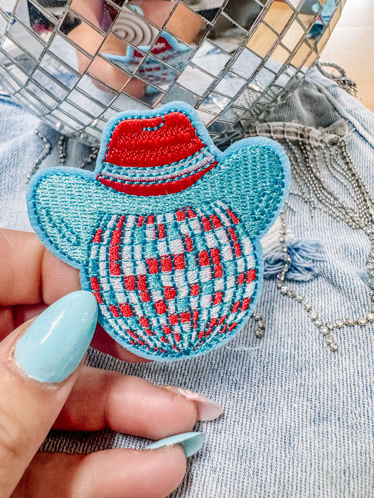 Western Patriotic Disco Ball Filler Size Summer Hat/Pocket Patch