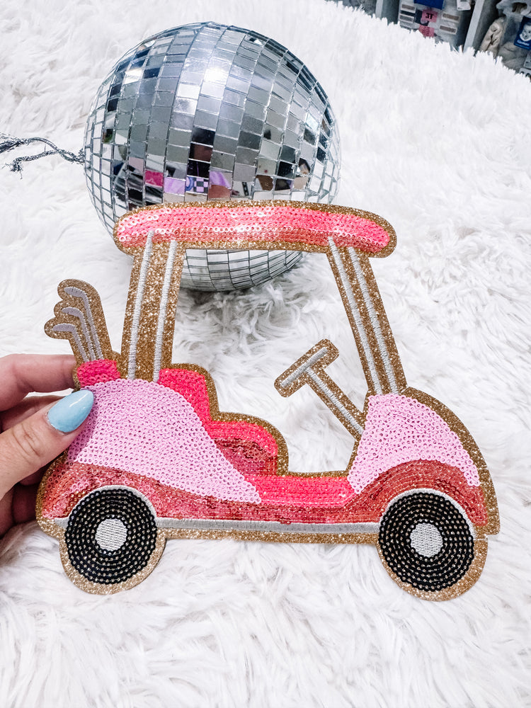 Preppy Golf Cart Sequin Chenille Patch