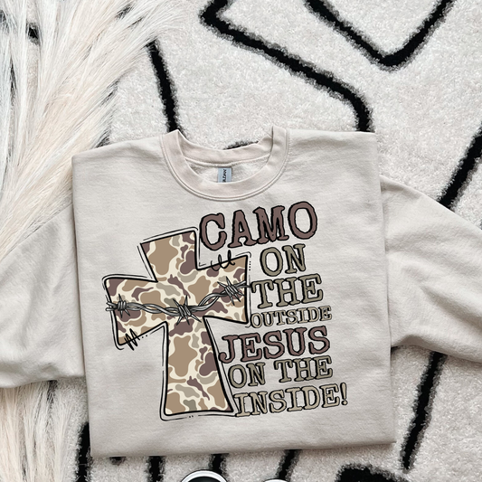 Camo on the Outside, Jesus on the Inside Faith DTF Transfer