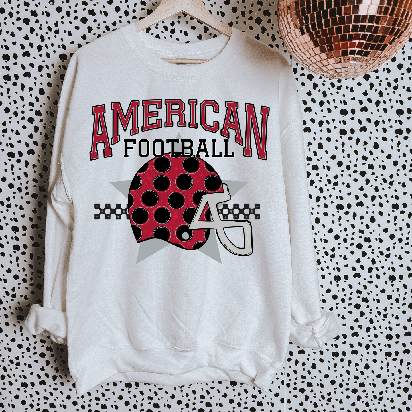Black + Red American Football DTF Transfer
