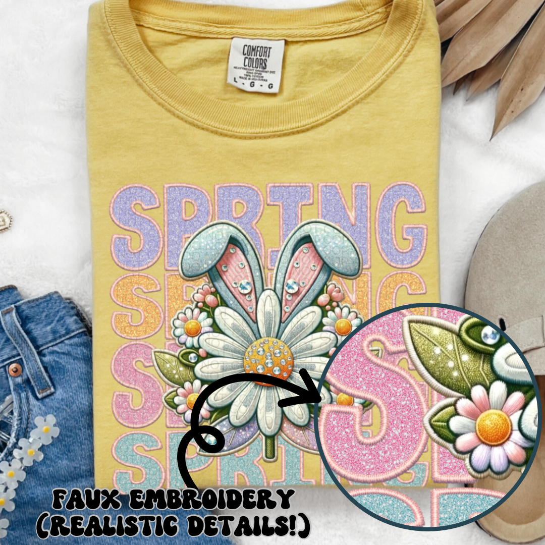 Spring Faux Embroidery DTF Transfer