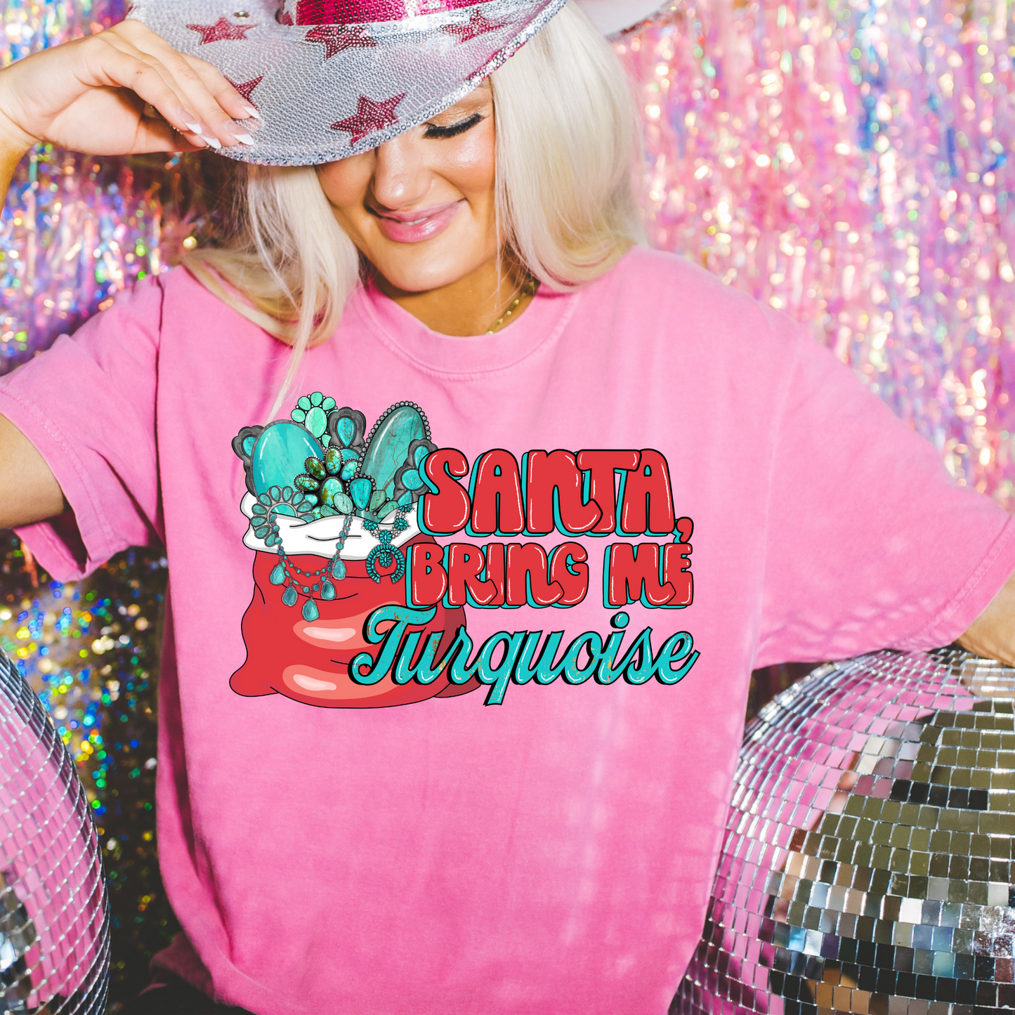 Santa Bring me Turquoise DTF Transfer