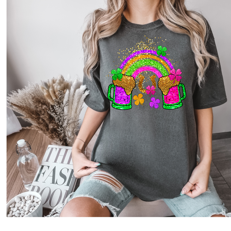 Faux Glitter St. Patricks Rainbow DTF Transfer