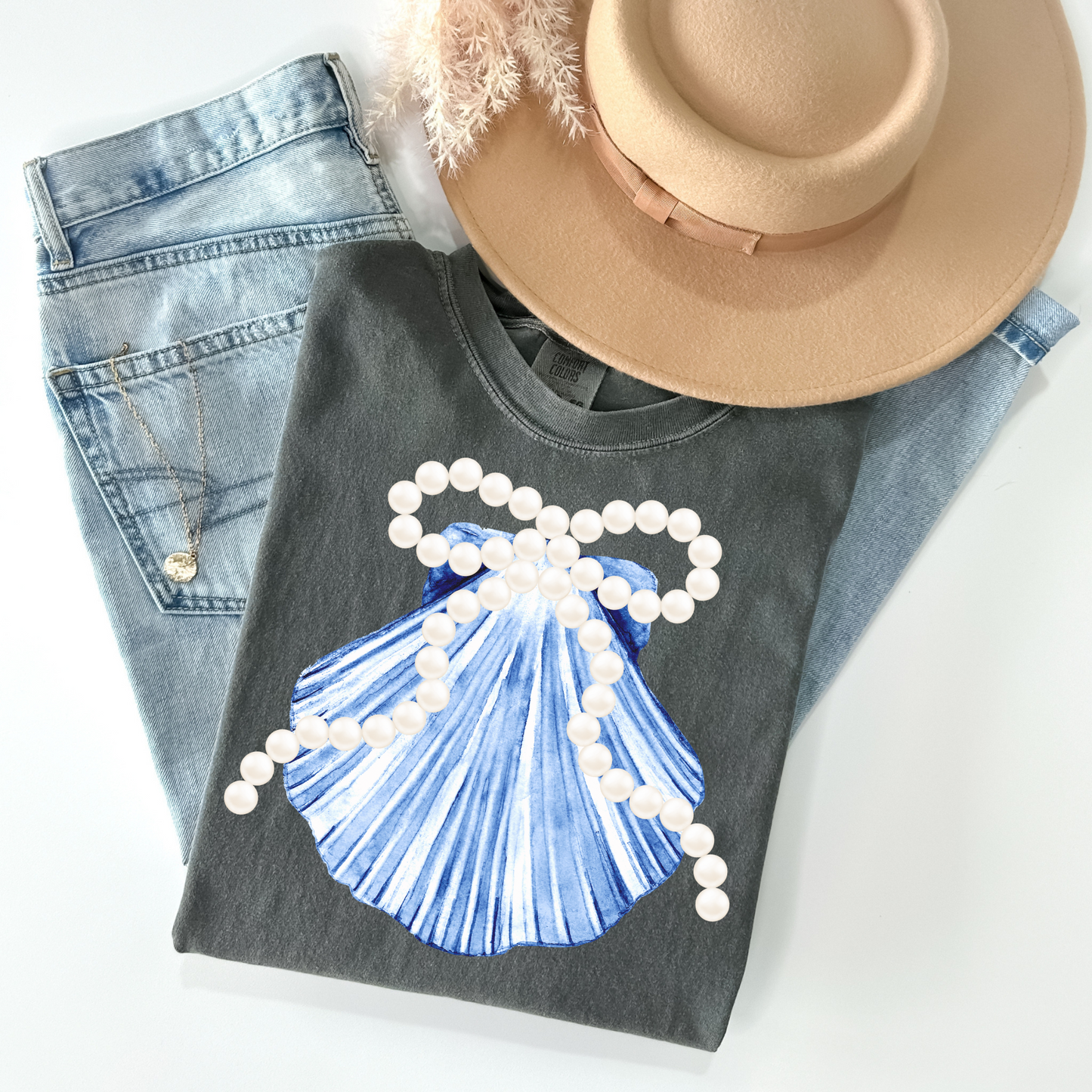 Blue Coquette Seashell DTF Transfer