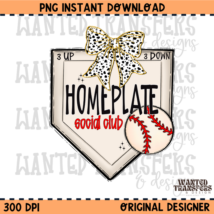 Homeplate Social Club Version 2 Baseball Season PNG Digital Download