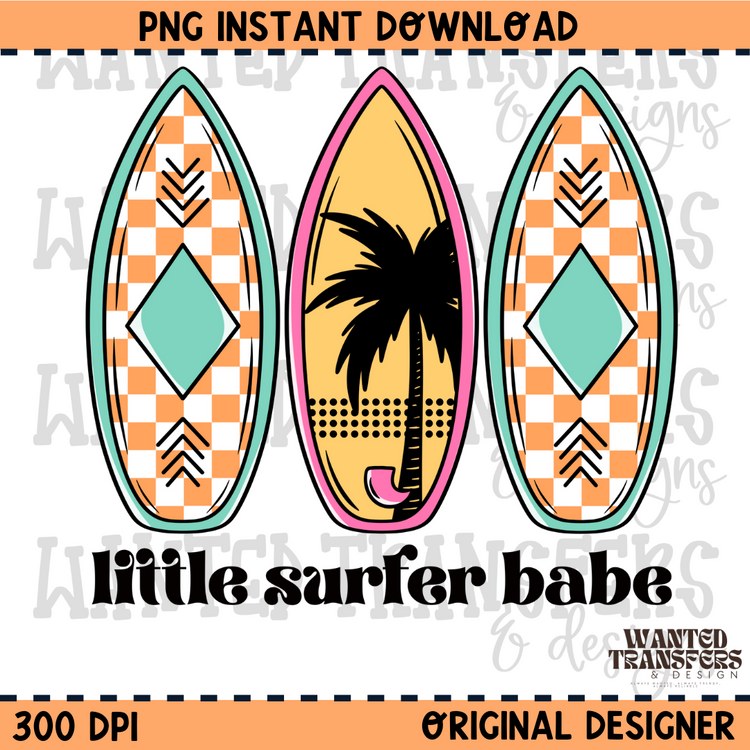Little Surfer Babe PNG Digital Download