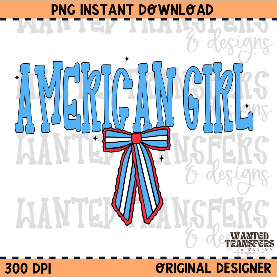 American Girl 4th of July PNG Digital Download