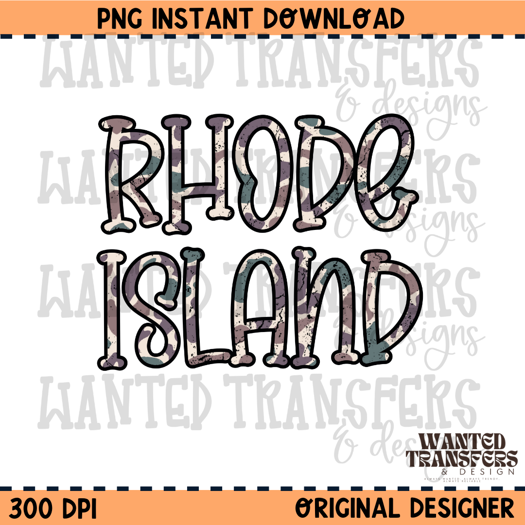 Camo State Rhode Island PNG Digital Download